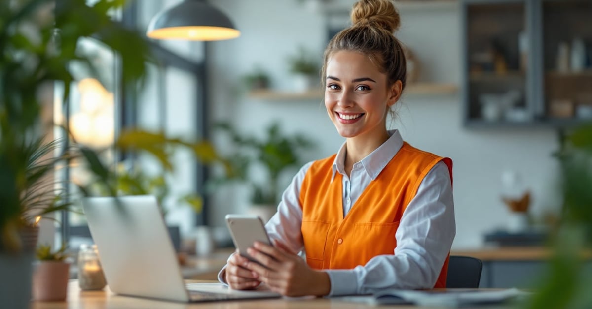 Conseiller Orange service client au téléphone dans un centre d'appel moderne