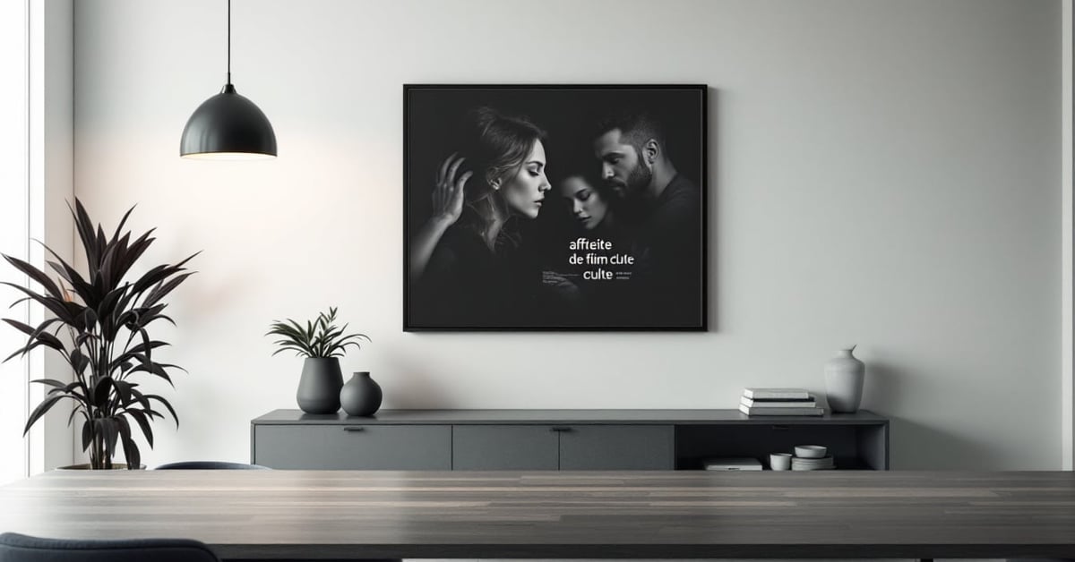 Affiche de film culte encadrée dans un intérieur moderne et élégant