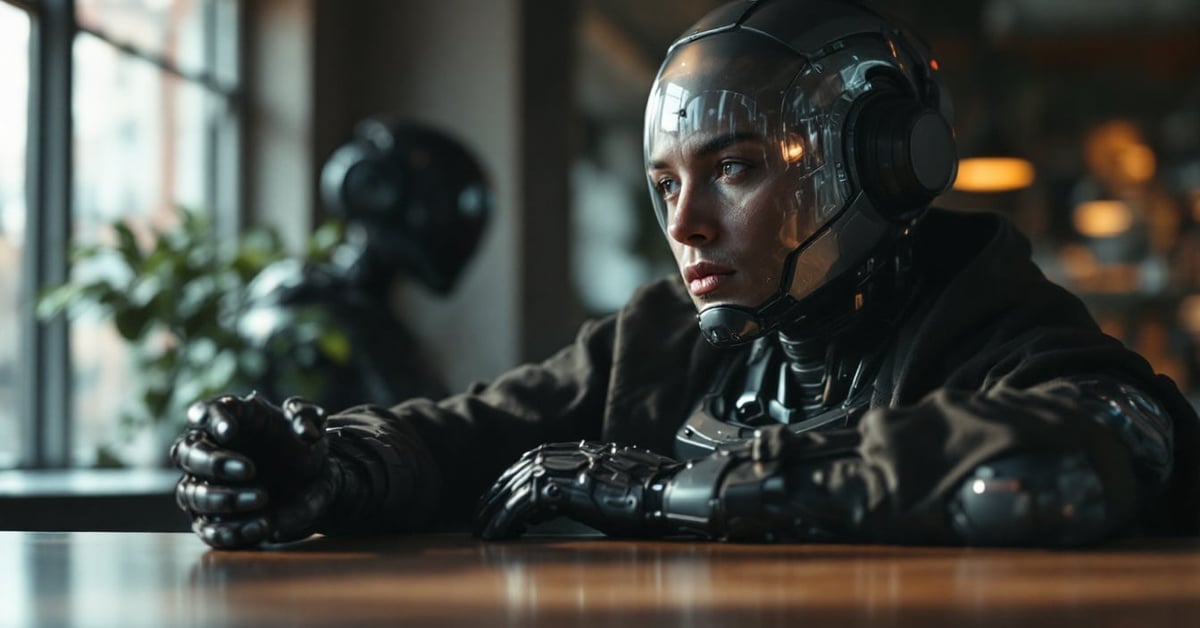 Salle de cinéma science-fiction plongée dans une lumière bleue futuriste avec écran lumineux